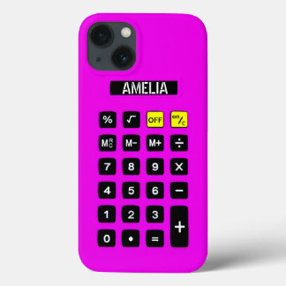 Neon Pink Calculator with Keypad iPhone 13 Case