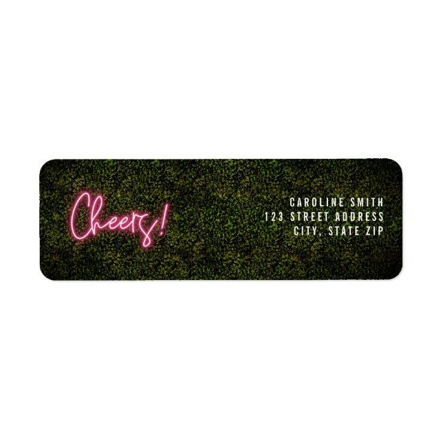 Neon pink cheers wedding label (Front)