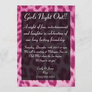 Neon Pink Cheetah Print Girls Night Out Invitation