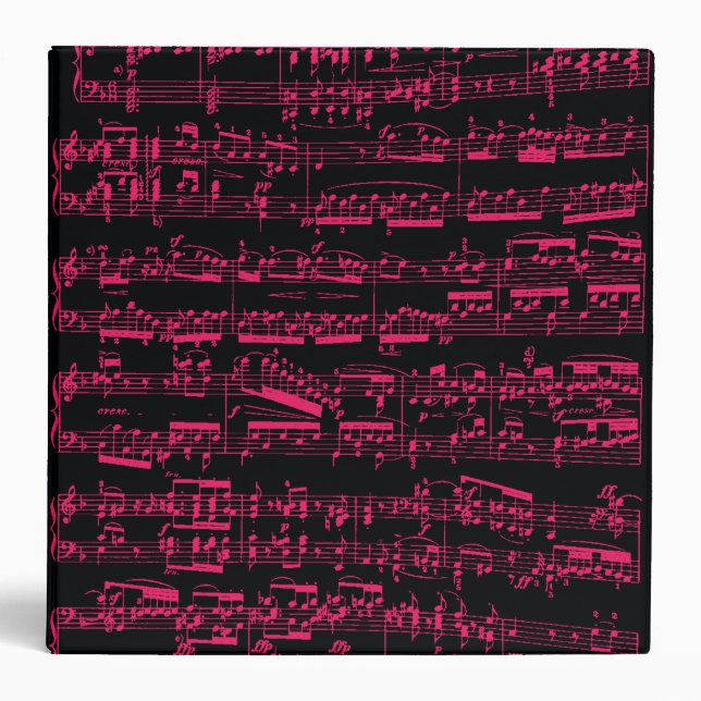 Neon pink classical sheet music (Beethoven) Binder (Front)