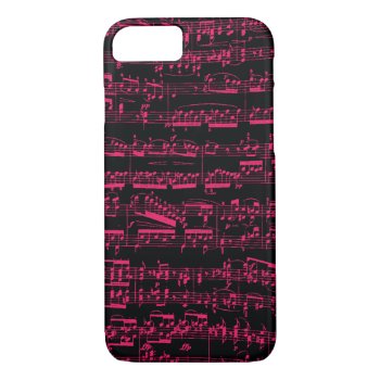 Neon Pink Classical Sheet Music (beethoven) Iphone 8/7 Case by Cesar_Padilla at Zazzle