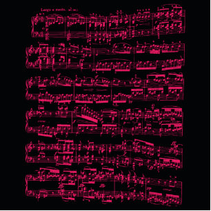 Neon pink classical sheet music (Beethoven) Cutout