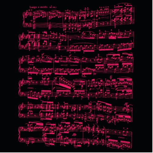 Neon pink classical sheet music Beethoven Cutout