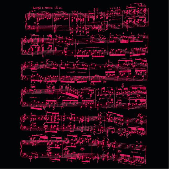 Neon pink classical sheet music (Beethoven) Cutout (Front)