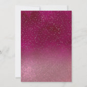 Neon Pink Confetti Tiara Crown Glitter Quinceañera Invitation (Back)