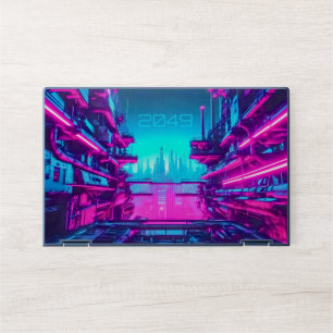 Neon Pink Cyan Futuristic City Cyberpunk HP Laptop Skin