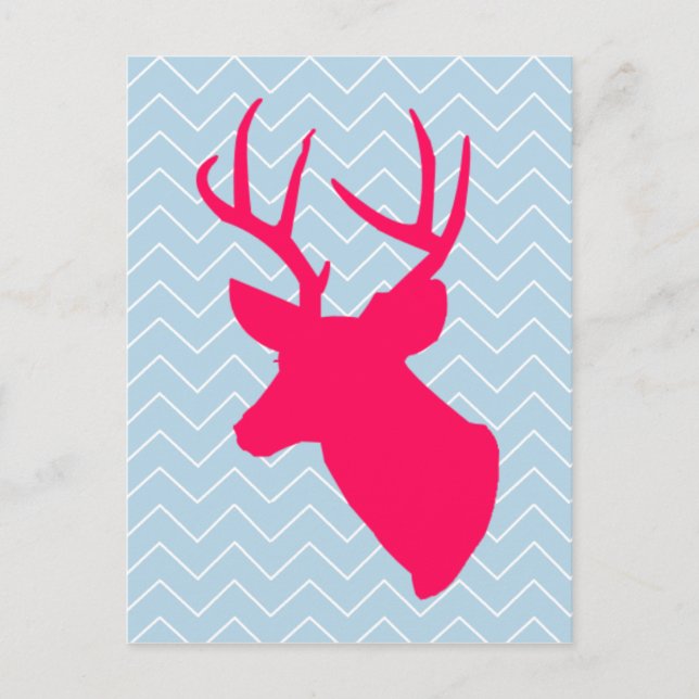 Neon Pink Deer Silhouette Postcard (Front)