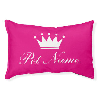 Neon pink dog bed with princess crown and name