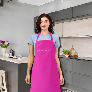neon pink -elegant script  apron