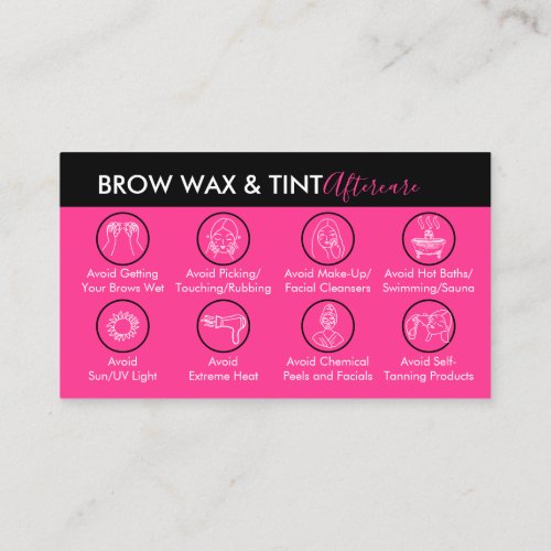 Neon Pink Eye Brow Wax Tint Aftercare Business Card