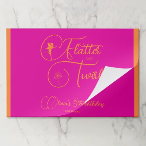 Neon Pink Fairy Summer Birthday 25 Paper Placemat
