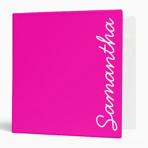 neon pink fashion monogram 3 ring binder