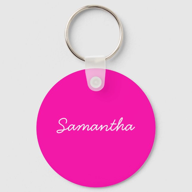 neon pink fashion monogram  keychain (Front)