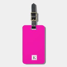 neon pink fashion monogram luggage tag