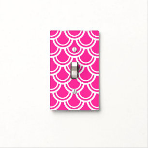 Neon Pink Fish Scale Pattern Light Switch Cover
