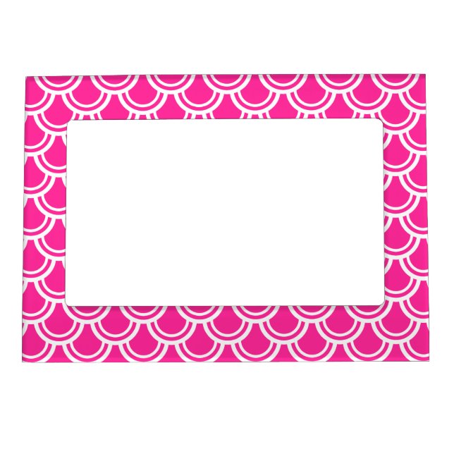 Neon Pink Fish Scale Pattern Magnetic Frame (Front)