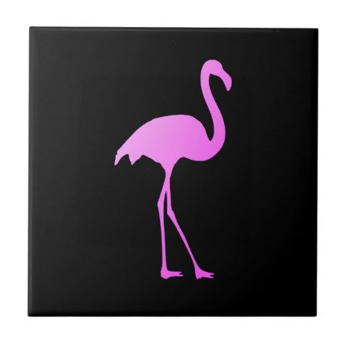 Neon pink flamingo custom black ceramic tile