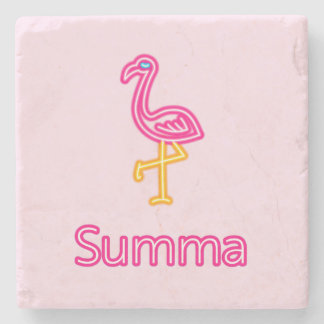 Neon Pink Flamingo Summa (Summer) Stone Coaster