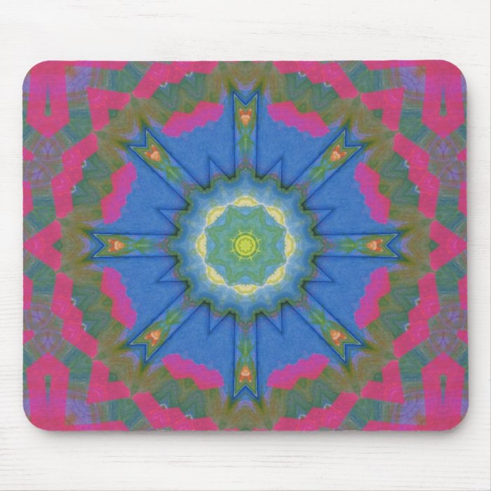 Neon Pink Folk Art Mandala Mouse Pad