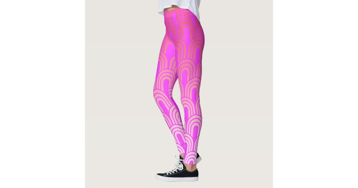 neon pink geometric funky sports leggings