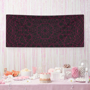 Neon Pink Geometric Mesh Black Banner – Customize