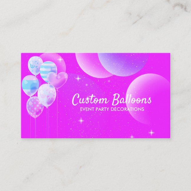 Neon Pink Gift Shop Balloons Business Card