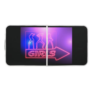 Neon Pink Girls Sign Thunder_Cove Beer Pong Table