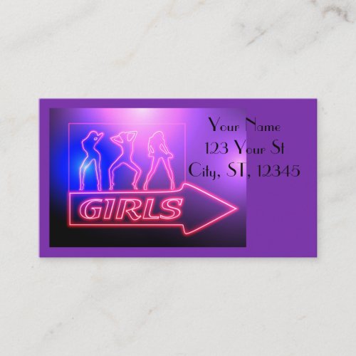 Neon Pink Girls Sign Thunder_Cove  Business Card
