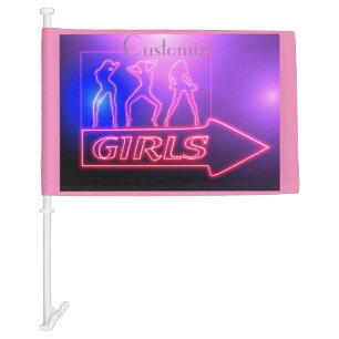 Neon Pink Girls Sign Thunder_Cove Car Flag