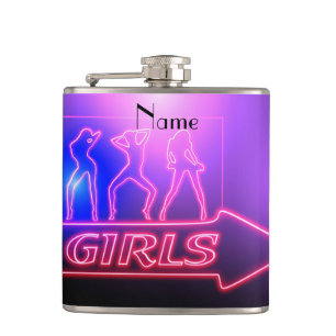 Neon Pink Girls Sign Thunder_Cove Flask