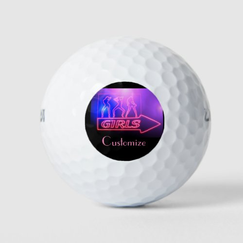 Neon Pink Girls Sign Thunder_Cove  Golf Balls