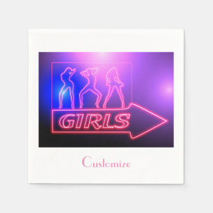 Neon Pink Girls Sign Thunder_Cove Napkins