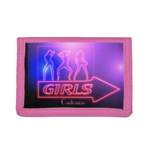 Neon Pink Girls Sign Thunder_Cove Tri-fold Wallet