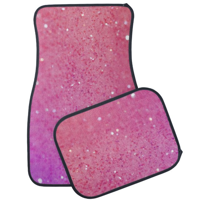 Neon Pink Glitter Sparkle Car Floor Mat (Set)