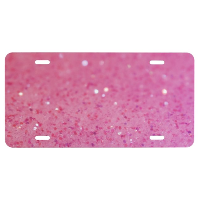 Neon Pink Glitter Sparkle License Plate (Front)