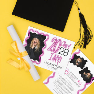 Neon Pink Glow Class of 2025 Photo Graduation Invitation