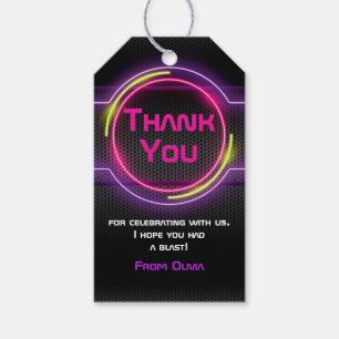 Neon Pink Glow In Dark Party Favor Tag