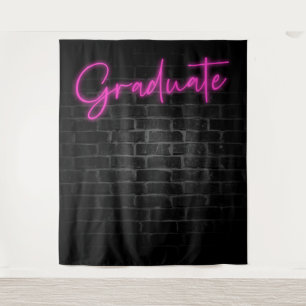 Neon Pink Glow Light   Graduate Party Photo Booth Tapestry