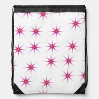 Neon Pink Glowing Stars Pattern Drawstring Bag