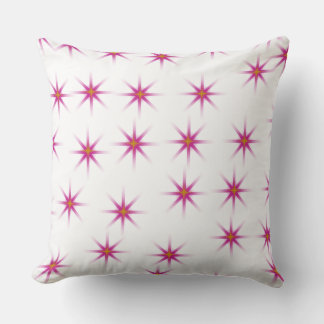 Neon Pink Glowing Stars Pattern Throw Pillow