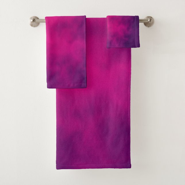 Neon Pink Gradient Bathroom Towel Set – Customize (Insitu)