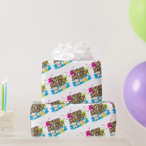 Neon Pink Green Blue Gold Two Legit 2 Quit  Wrapping Paper