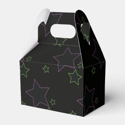 Neon Pink Green Glow Party Stars Candy Favor Box