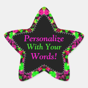 Neon Pink & Green Happy Fun Colours Star Sticker