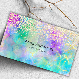 Neon Pink Green Purple Opal Stone Gold Glitter Business Card