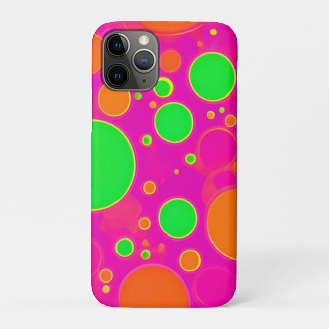 Neon Pink & Green Retro Circle Design Case-Mate iPhone Case (Back)