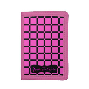 Neon Pink Grid Pattern Wallet