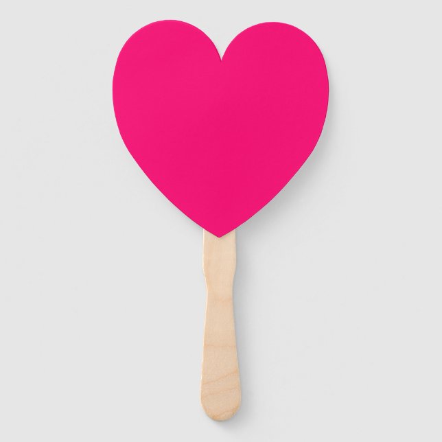 Neon Pink Heart Fans – Custom Wedding&Event Favors (Front)