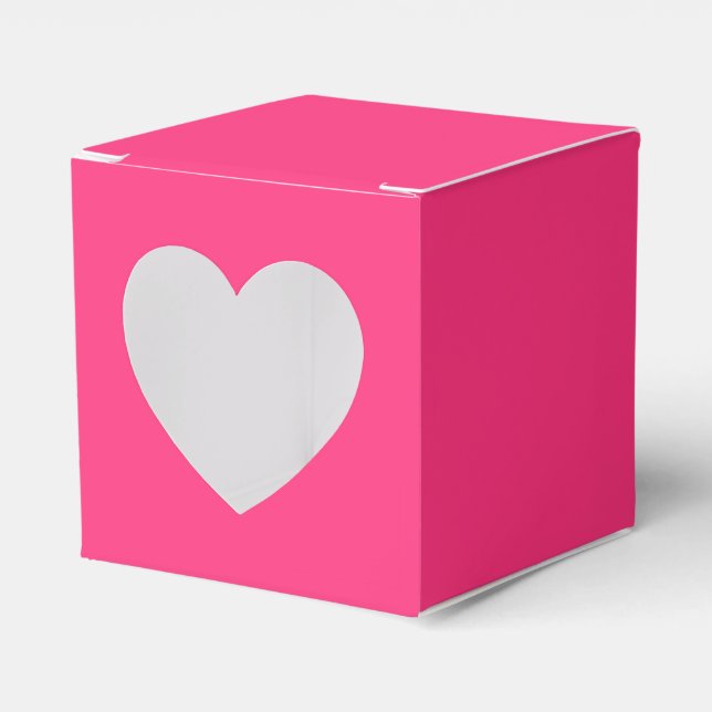 Neon Pink Heart Favor Box (Front Side)
