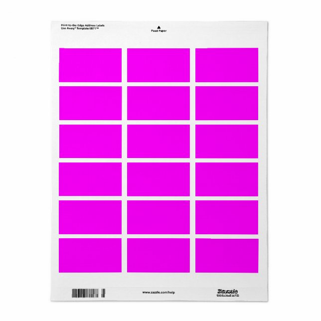 Neon pink hex code FF00FF  Label (Full Sheet)